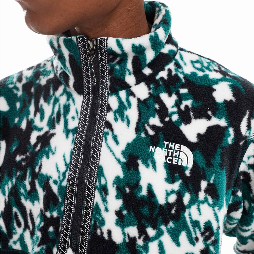 NWT The North Face Fleeski Zip Pullover Deep Nori Trail Print